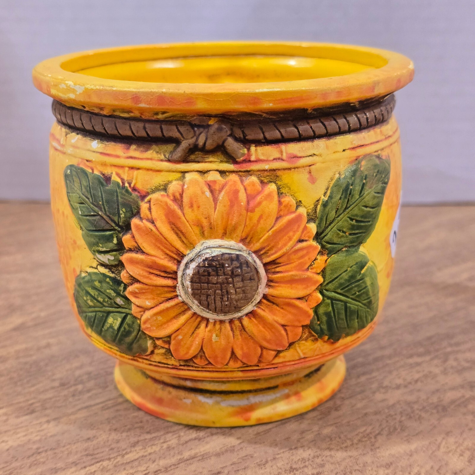 Vtg Ardco Dallas Pottery Sunflower Planter 1960s Mid Century Ceramic Pot Japan