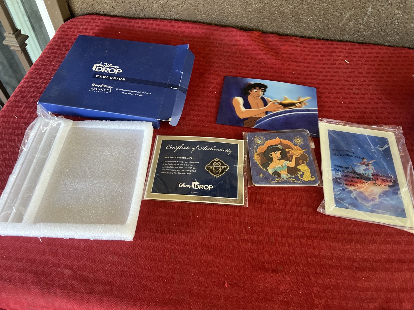 Disney Drop The Aladdin Curated Image and Fun Facts on Acrylic New In Box