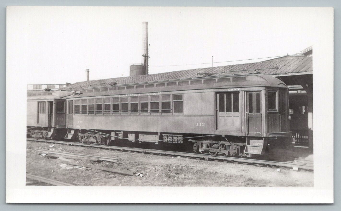 Trolley Photo - Laurel Line #113 Streetcar Interurban 1930s Station Scranton PA