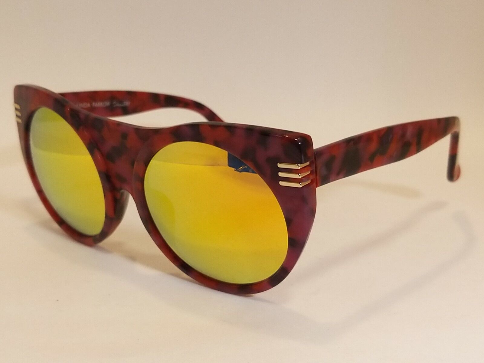 Linda Farrow Gallery Red Acetate Mirrored Sunglasses