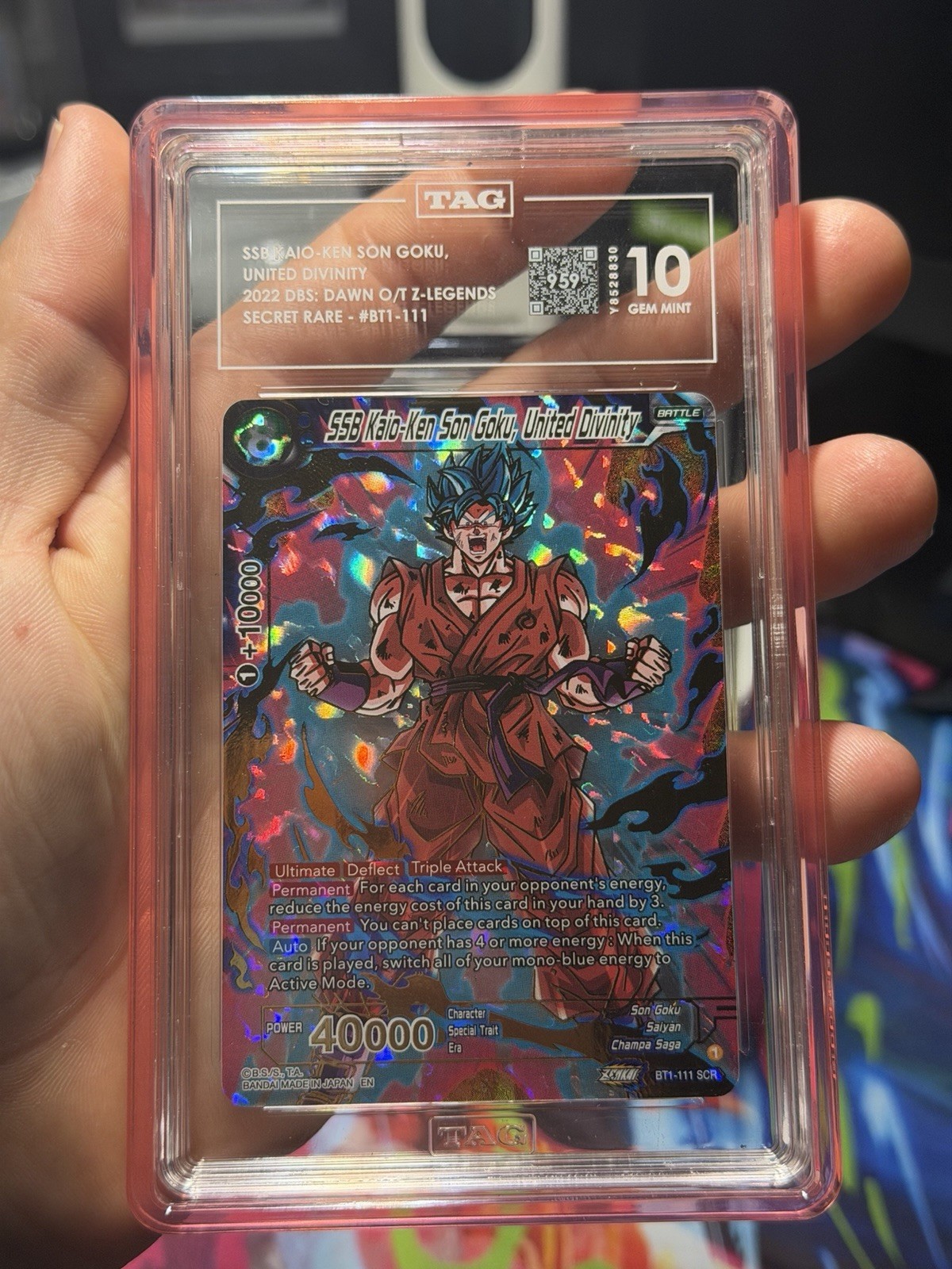 Bandai 2022 DBS Dawn of the Z-Legends BT1-111 Goku Secret Rare TAG 10