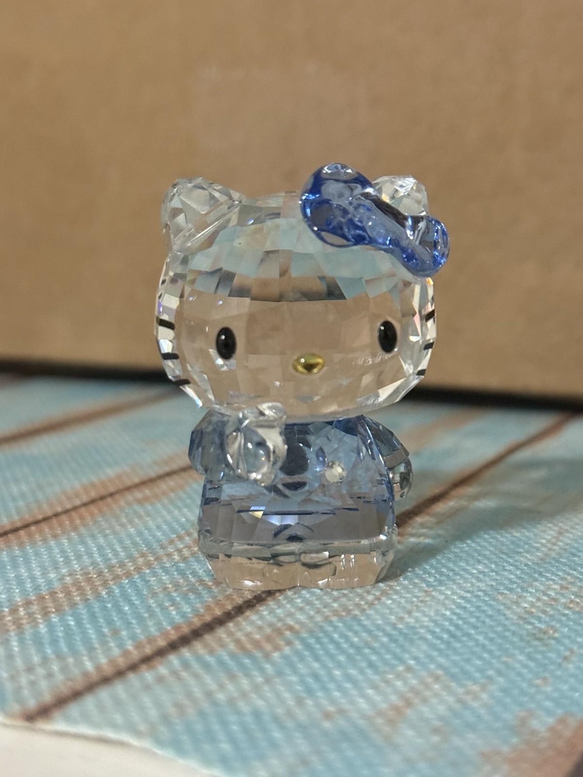 Swarovski Hello Kitty Blue Bow Crystal Figurine Retired No Box