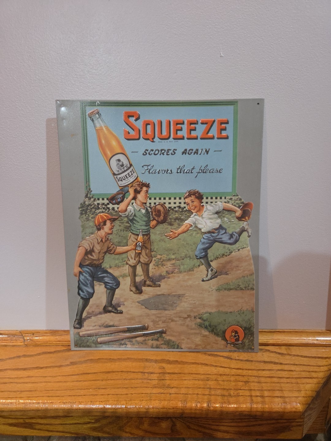 REMAKE OF THE FAMOUS SQUEEZE SCORES AGAIN TIN METAL SIGN  16x12