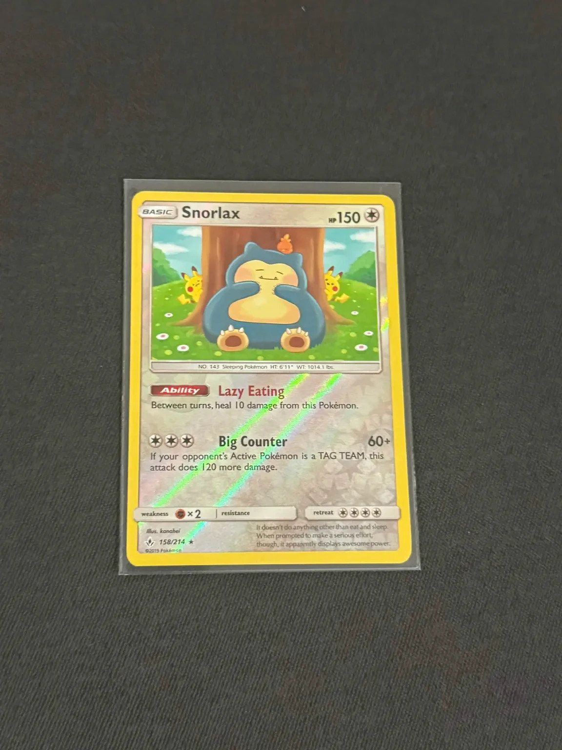 Pokémon TCG Snorlax Unbroken Bonds Reverse Holo Rare 158/214 2019 English Pokémon TCG Snorlax Unbroken Bonds Reverse Holo Rare 158/214 2019 English