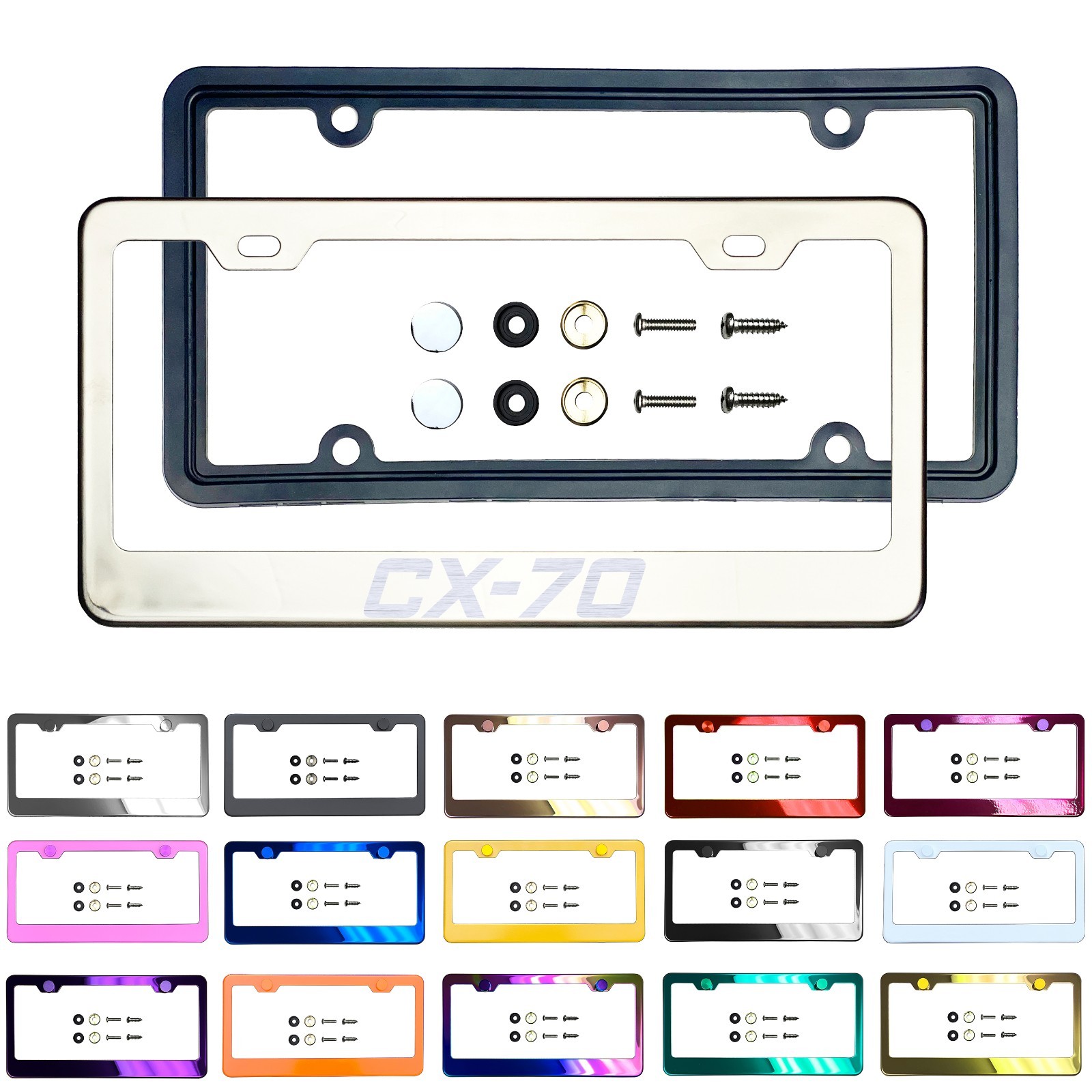 New Laser EtchedCustomize Stainless Steel License Plate Frame MetaCaps fit-CX-70 New Laser EtchedCustomize Stainless Steel License Plate Frame MetaCaps fit-CX-70