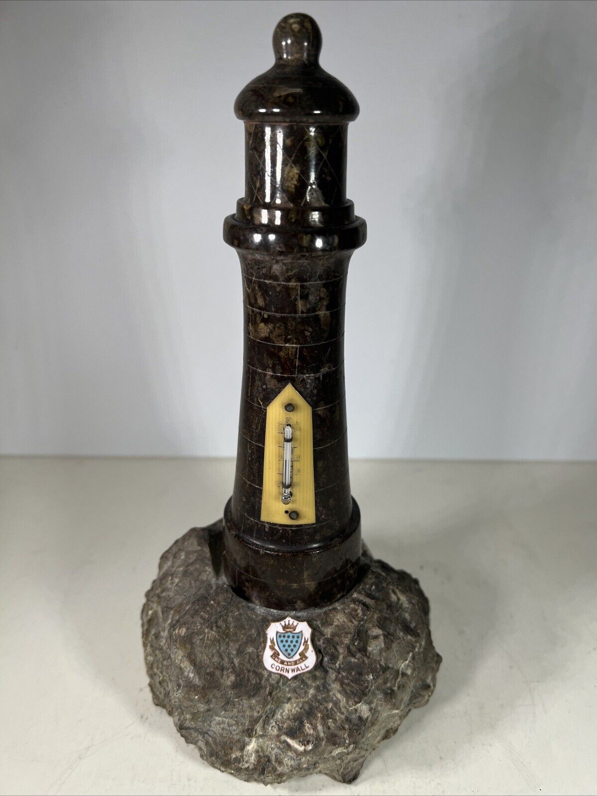 British Lighthouse Handmade Jasper With Thermometer Cornwall One And All Vintage