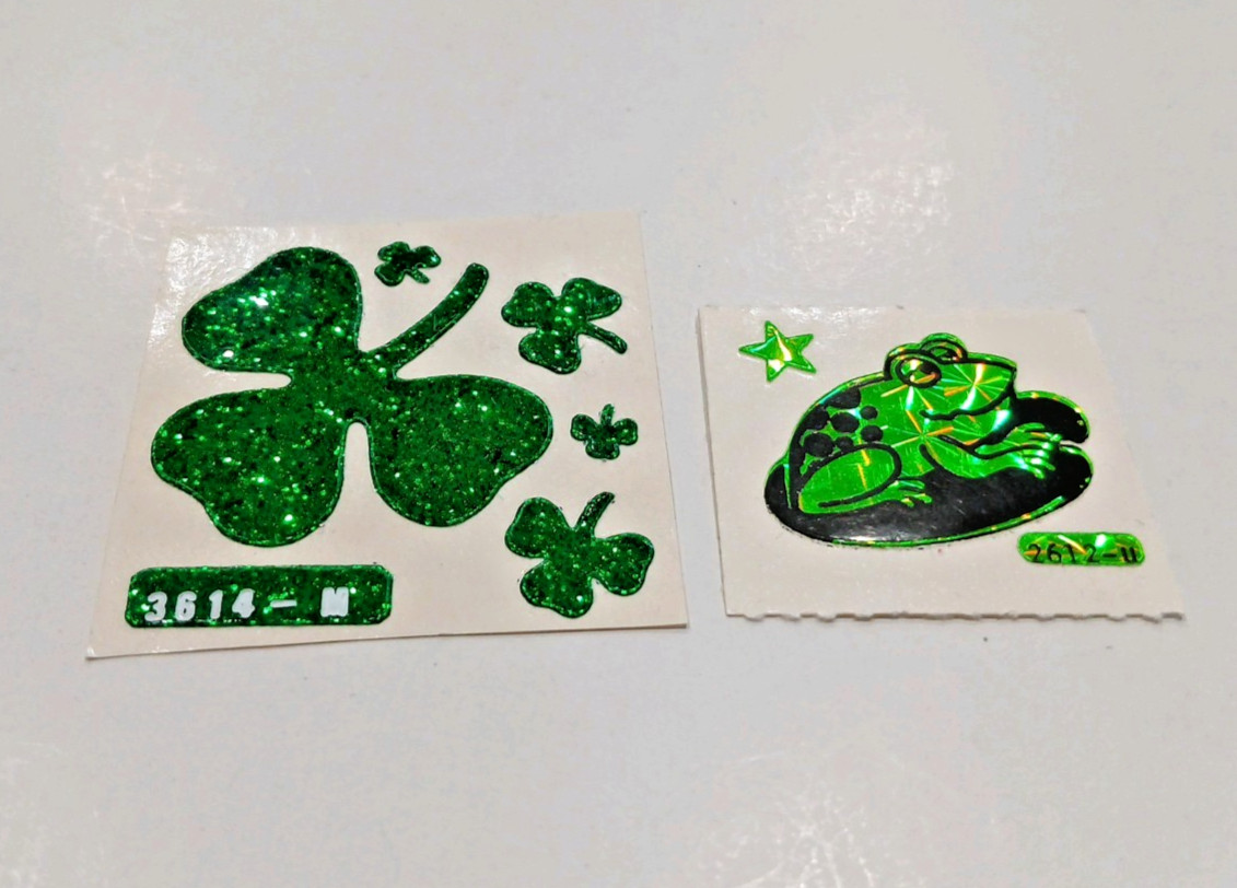 Vintage 1980s Vending Machine Stickers Prism Frog 2612 Glitter Shamrock 3614 Lot Vintage 1980s Vending Machine Stickers Prism Frog 2612 Glitter Shamrock 3614 Lot