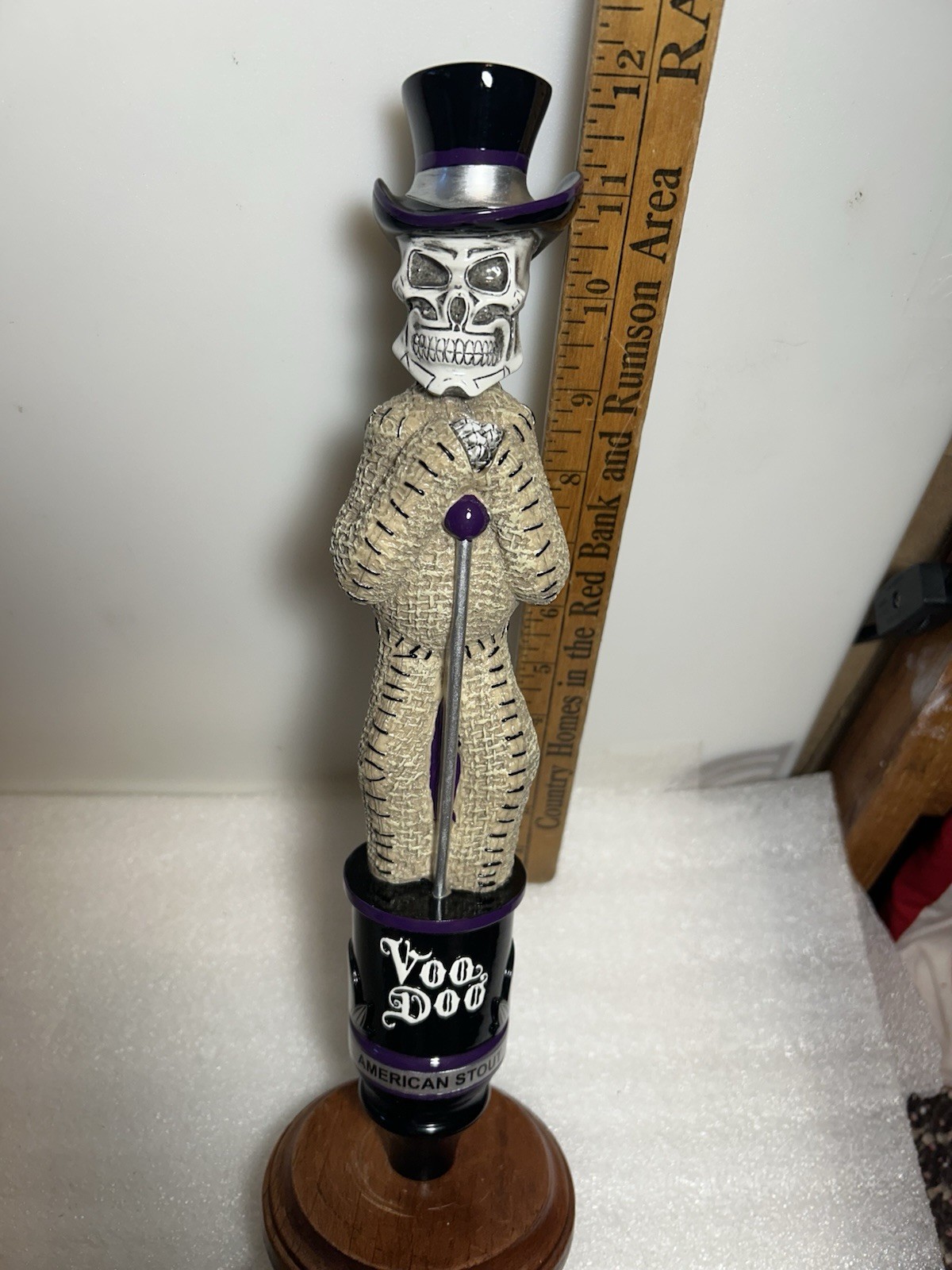 LEFT COAST SKELETON VOODOO DOLL AMERICAN STOUT Draft beer tap handle. CALIFORNIA