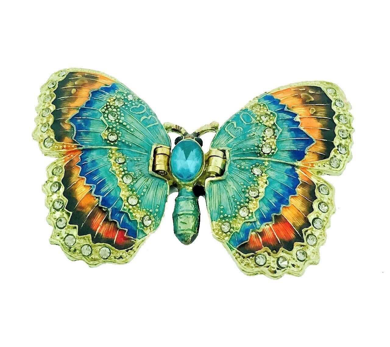 Kubla Craft Bejeweled Enameled Trinket Box: Buttterfly Box, Item# 2924