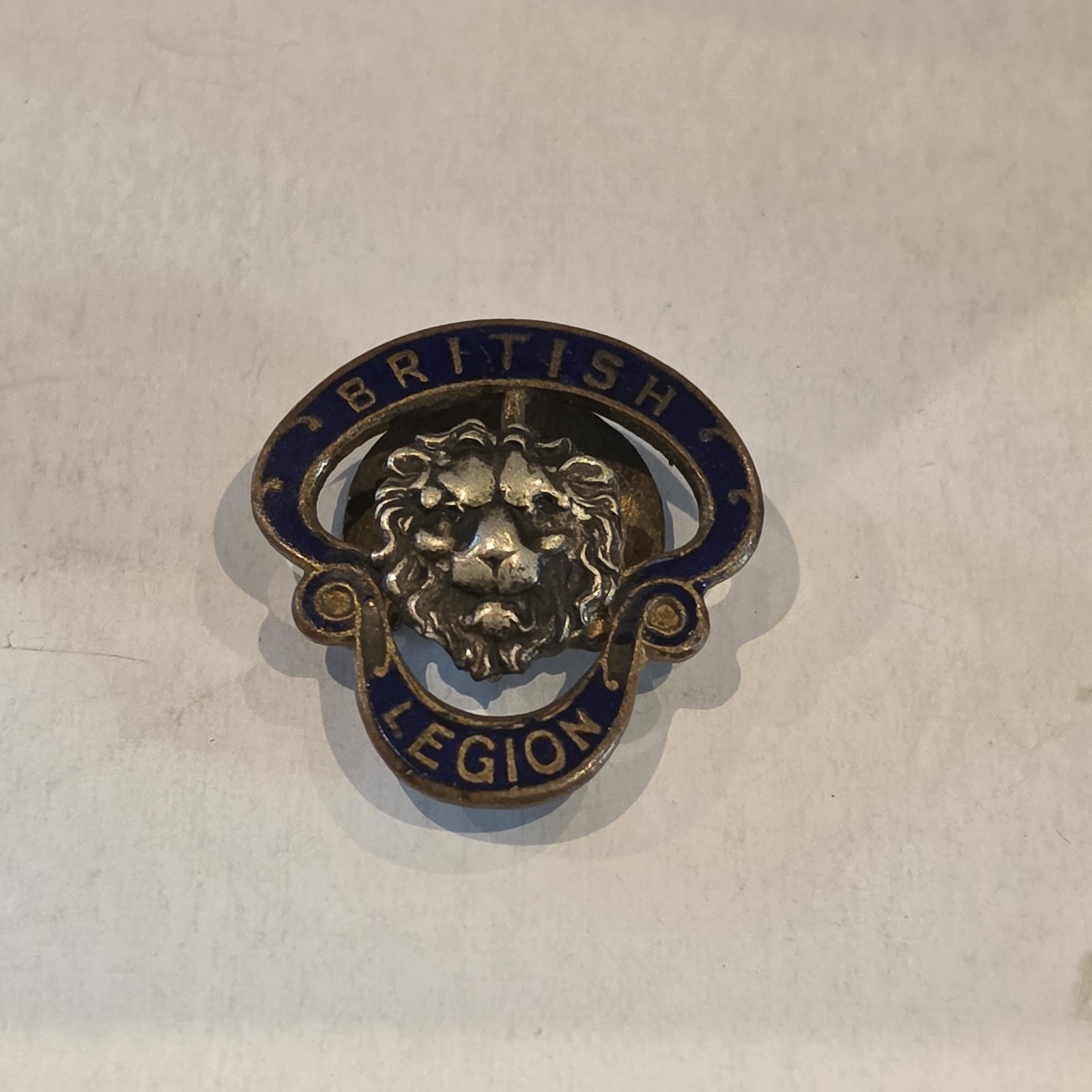 Vintage British Legion Lion Head Blue Enamel Numbered Membership Lapel Badge