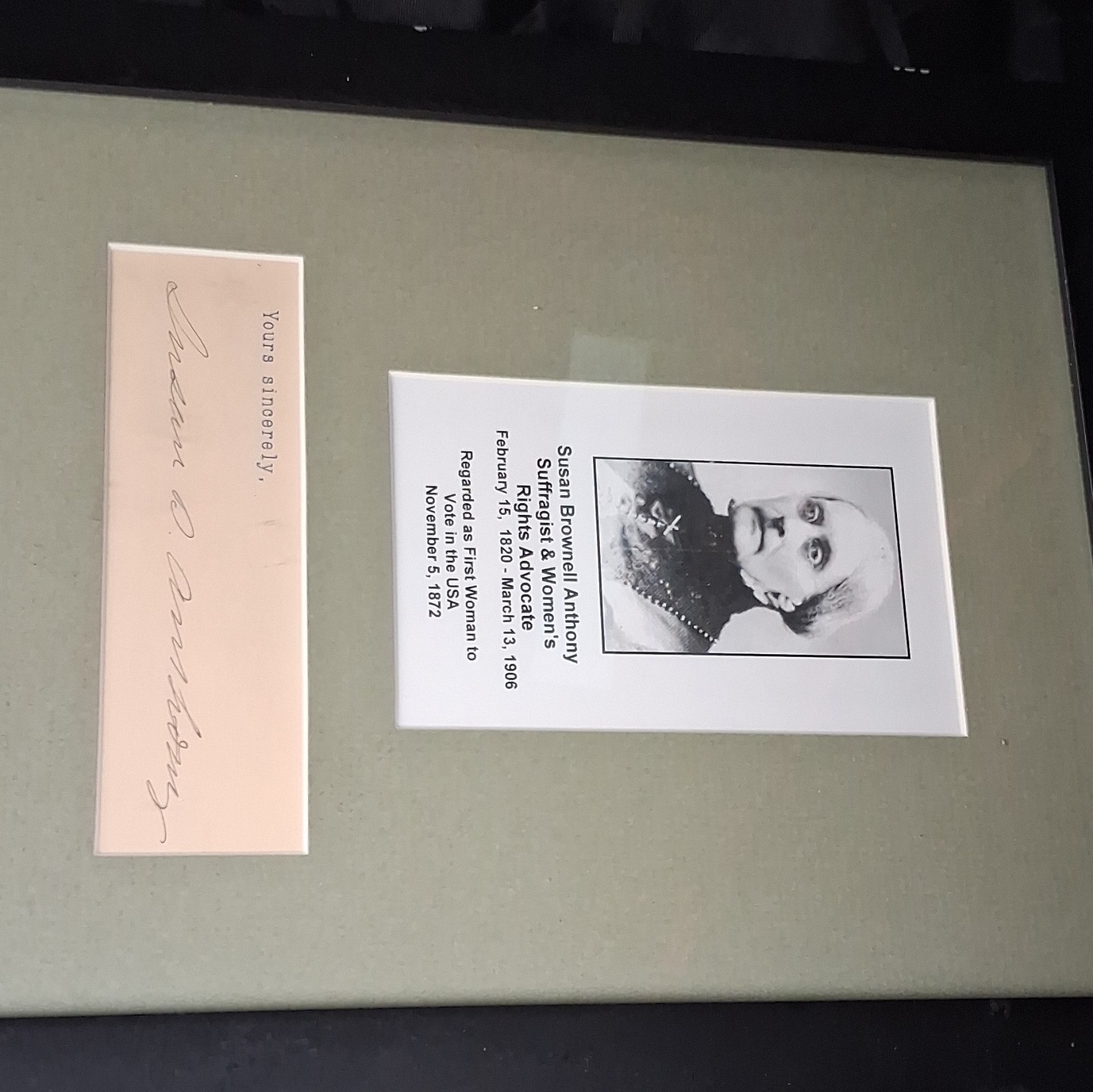 SUSAN B. ANTHONY  * PSA * Cut Autograph CUSTOM CARD Signed * Women\'s Suffragist