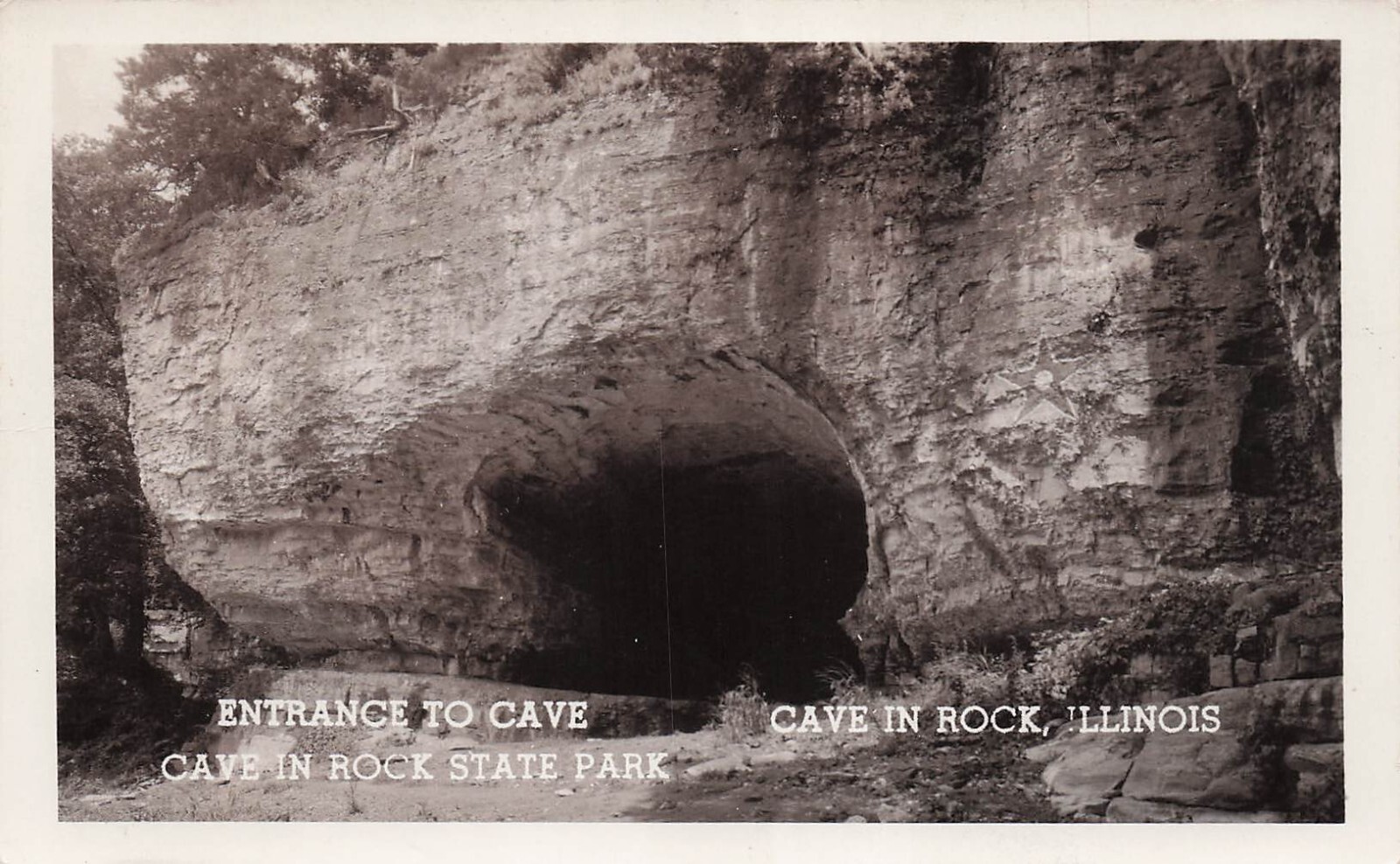 RPPC Entrance to Cave in Rock State Park Cave in Rock Illinois Photo Postcard F5