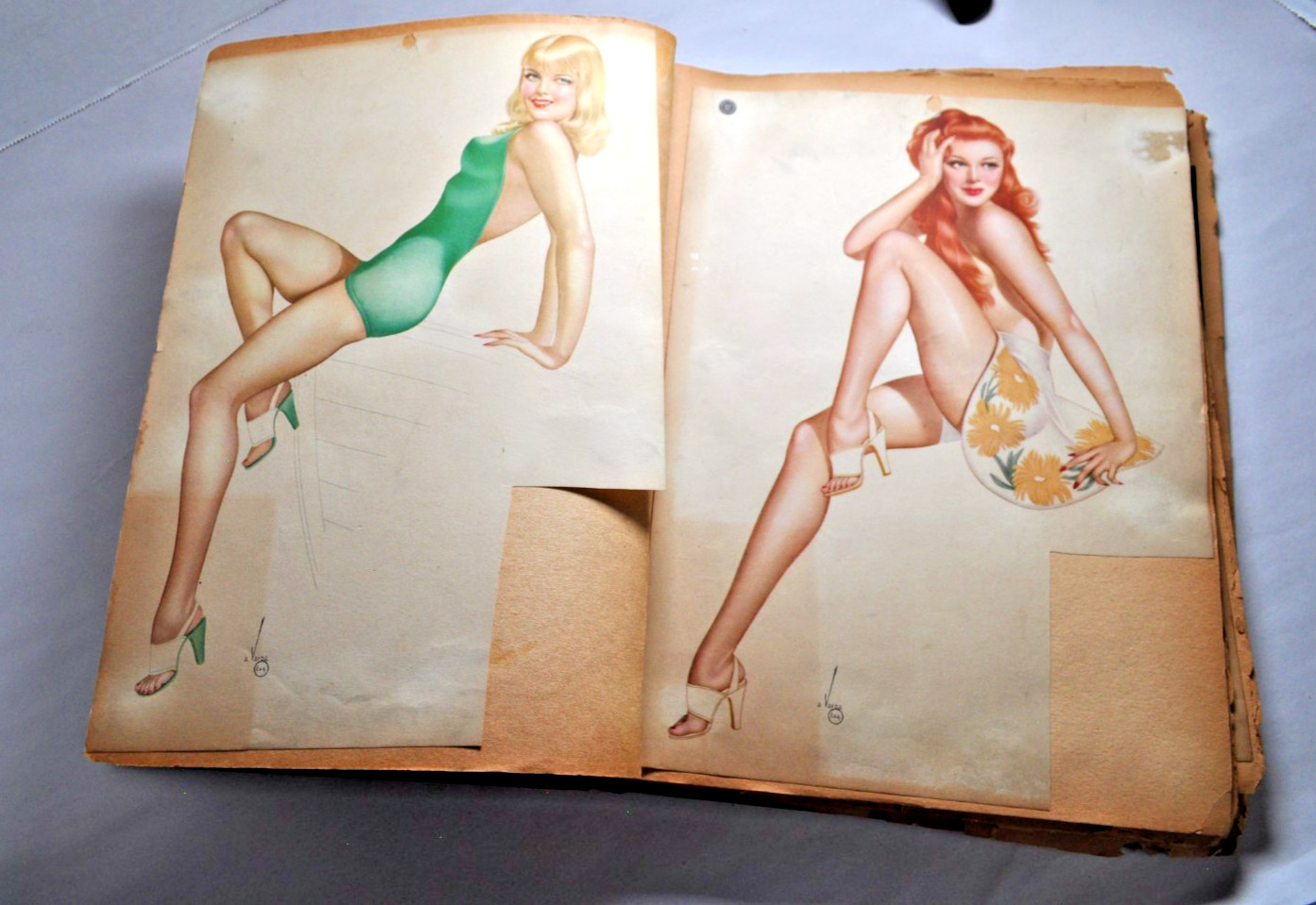 RARE 1940's Calendar Girl Pinup Scrap Book Varga Esquire Fashion