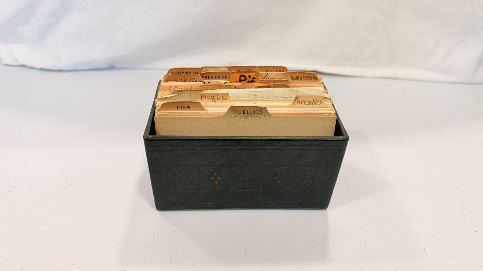 Vintage recipe box of HandWritten and clipped Recipes Vintage ephemera 