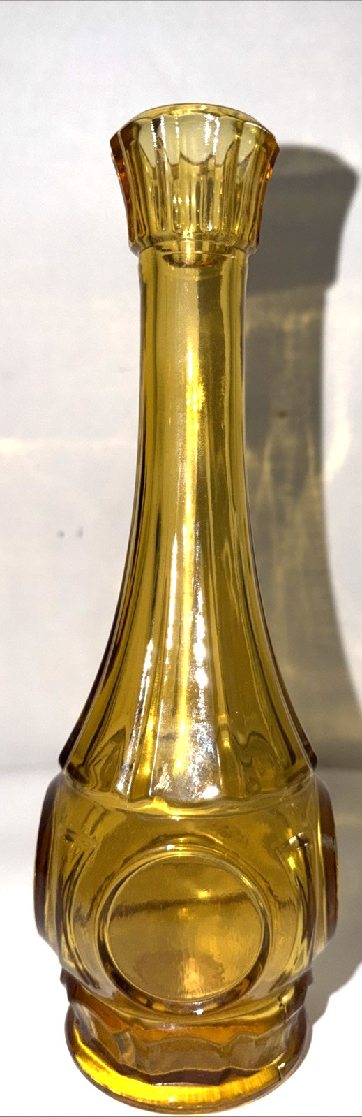 Wheaton Amber Glass Bullseye Bud Vase 9\