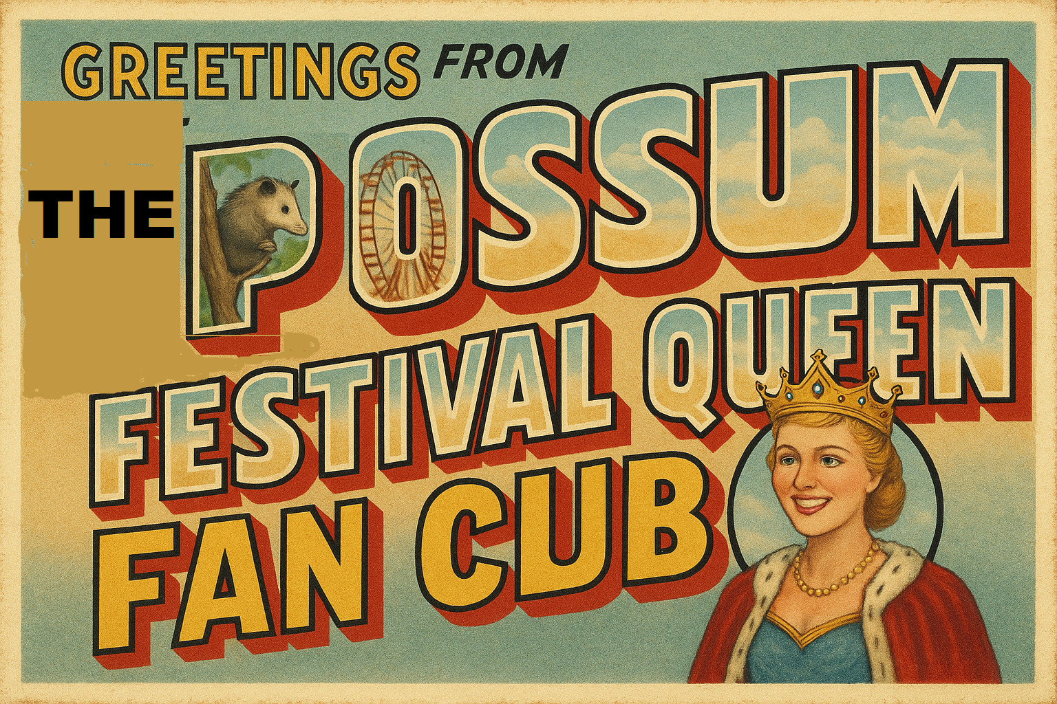 d122 Possum Queen Festival Travel Greetings Postcard Refrigerator Magnet
