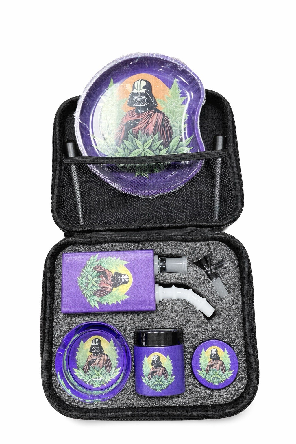 Portable Glass Smoking Accessory Kit w/ Protective Case – Artistic Design