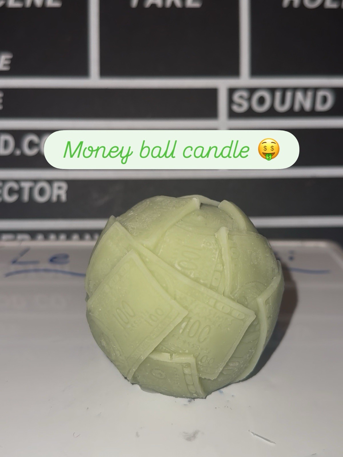 Money Ball Candle to Attract Money Wealth Prosperity (Vanilla Scented) New 2pc