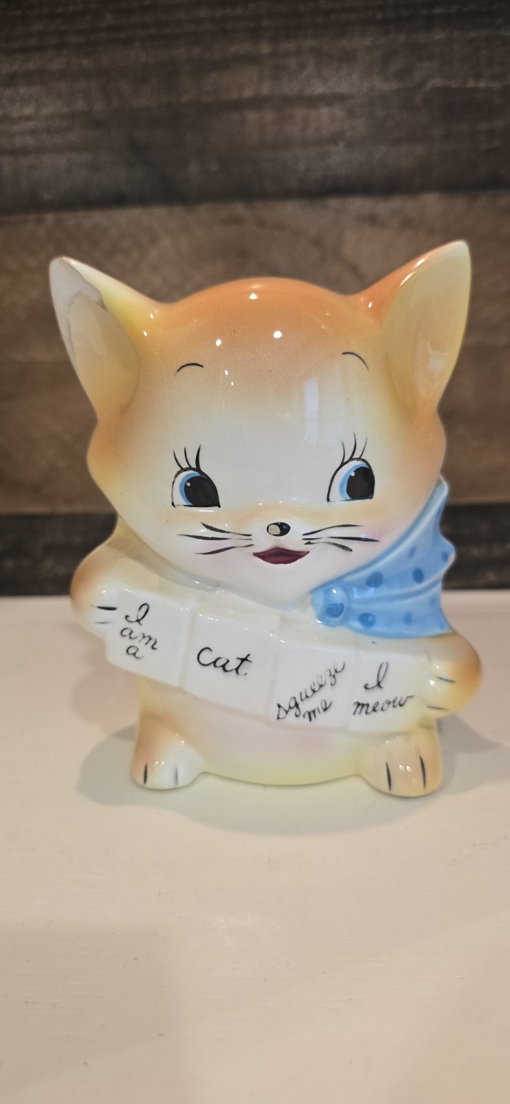 Vintage Rubens Originals Japan 1950s MCM Anthropomorphic Cat Planter Brown Kitty