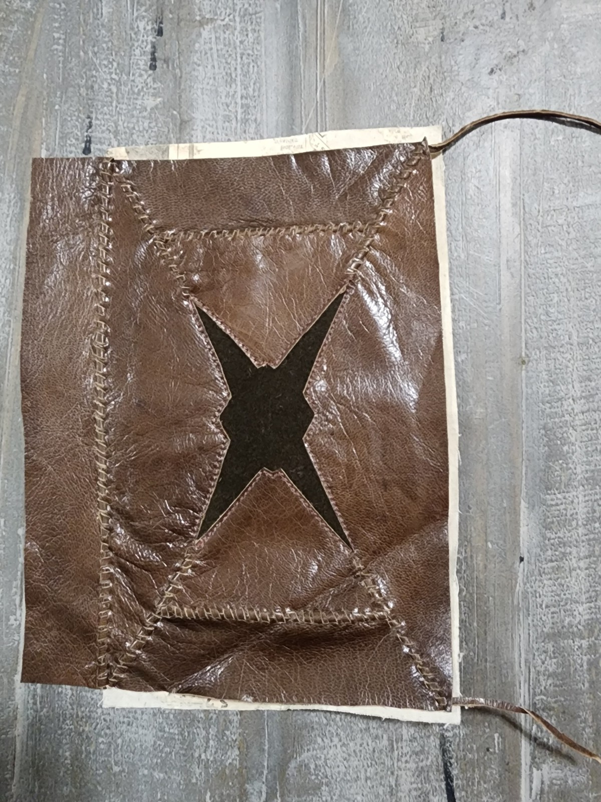 Antique 1929 Prohibition Newspaper Flong Matrix Leather Book Cover Folk Art Star