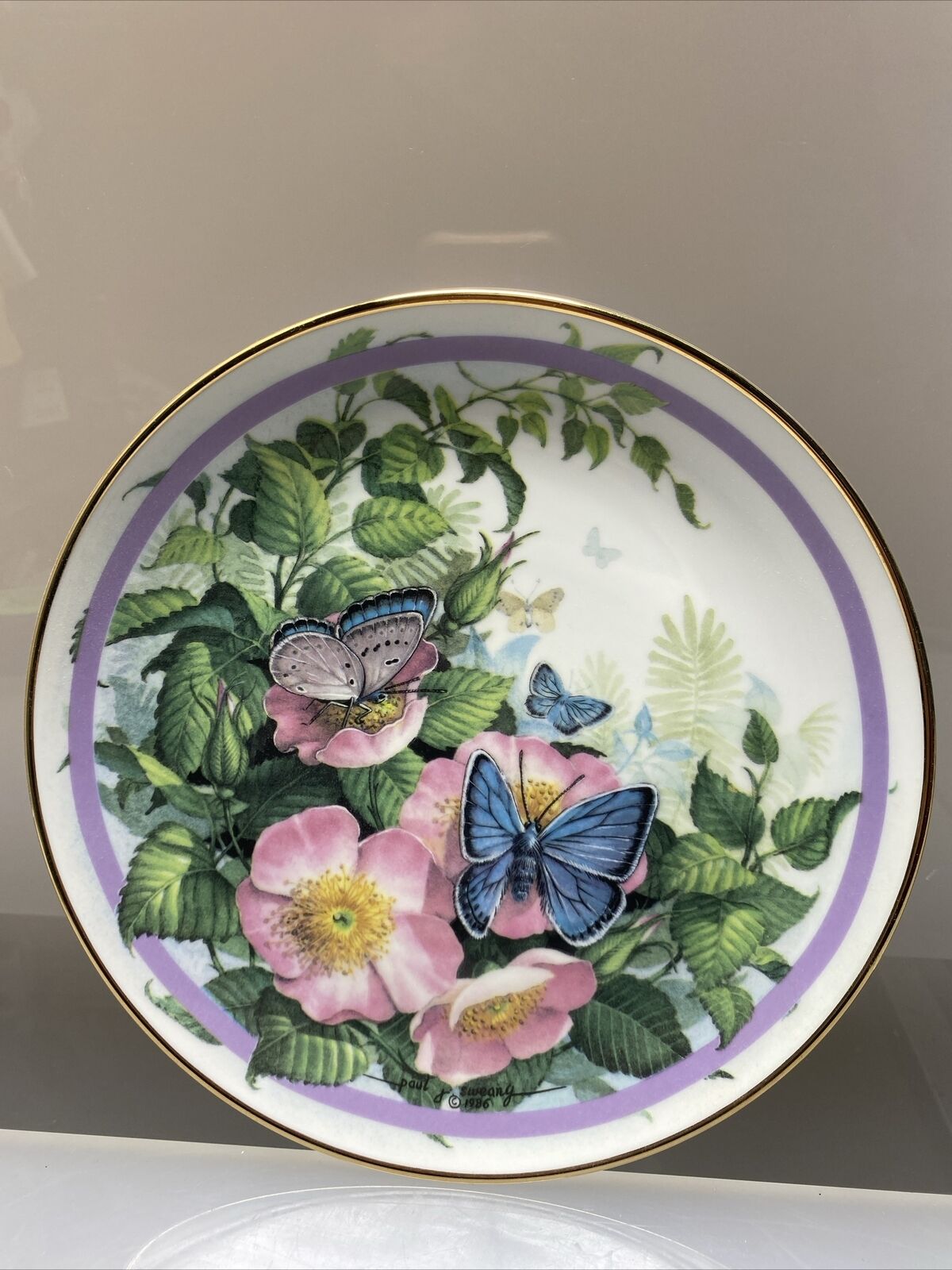 Hamilton Collection Butterfly Garden Plate Common Blue 1986 Paul sweany RARE
