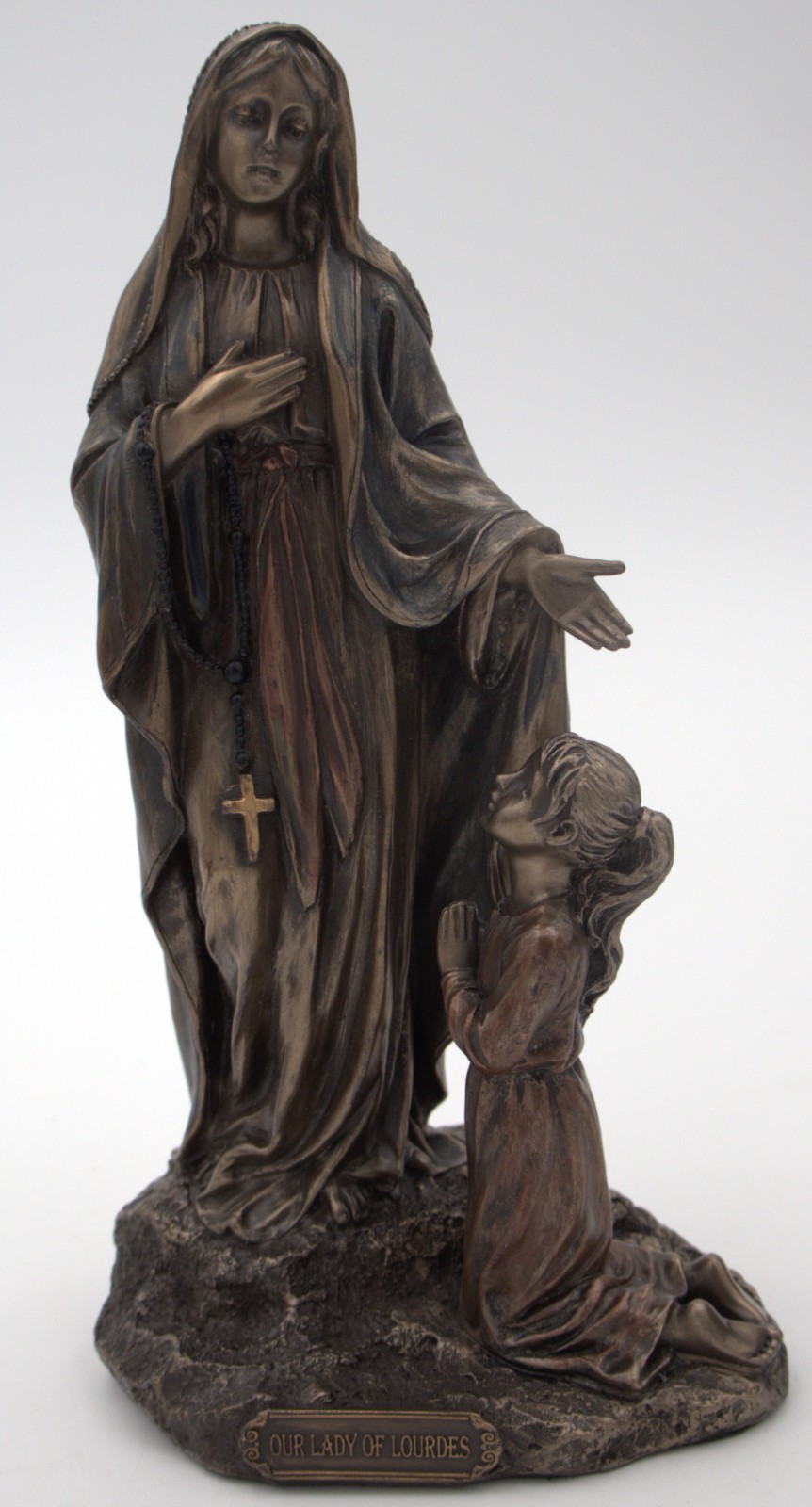 Veronese Design Our Lady of Lourdes Mary St Bernadette Resin Cold Cast Bronze 8\