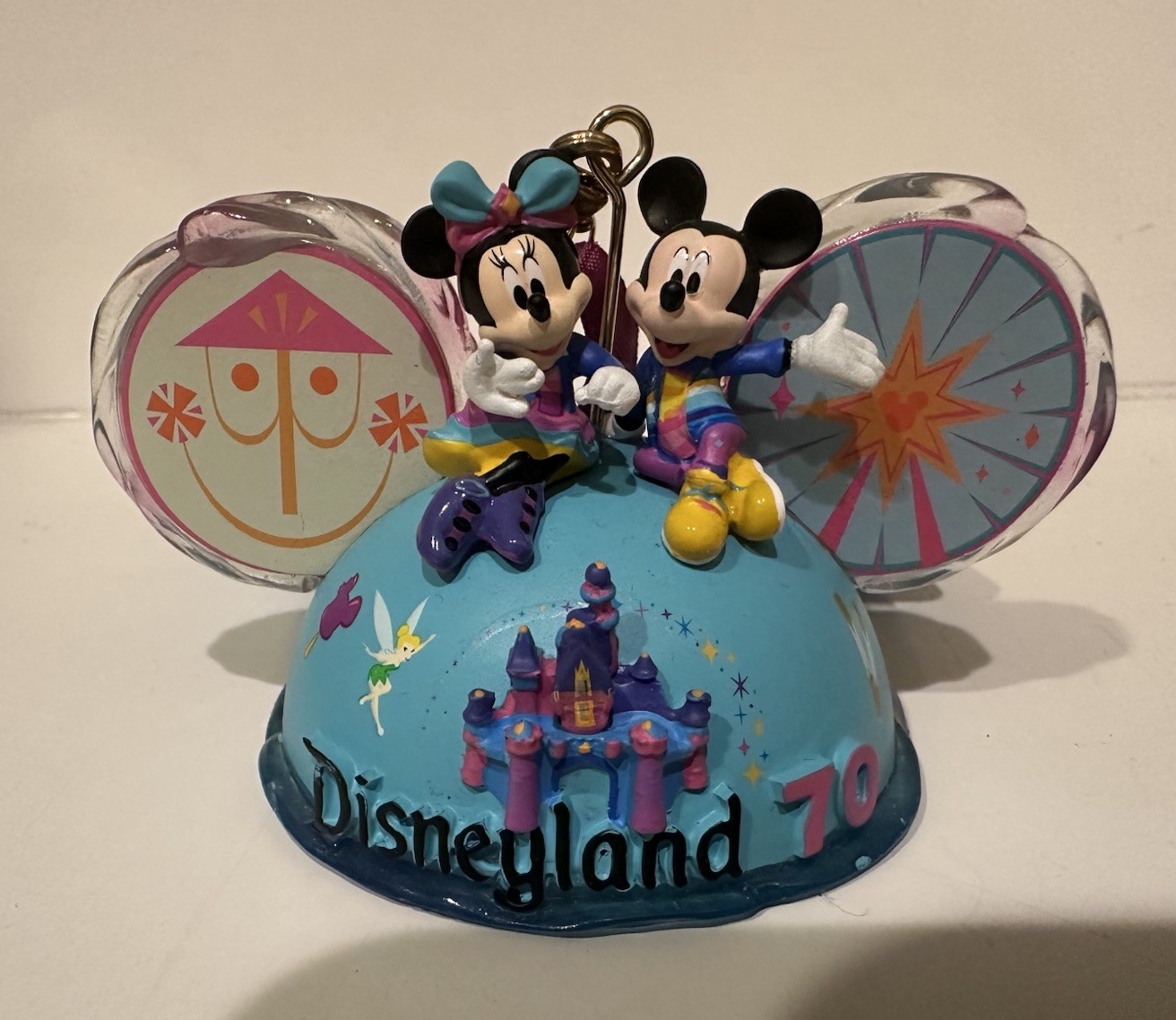 Disney Disneyland Resort 70th Anniversary Mickey Minnie Earhat Ornament NWT