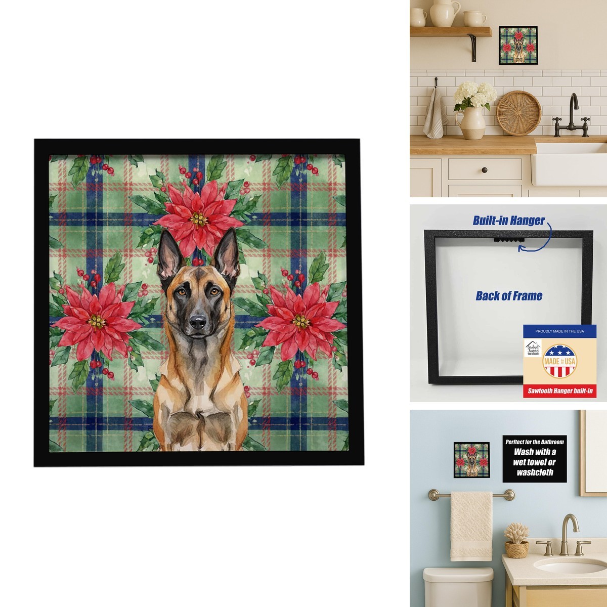 Caroline\'s Treasures Belgian Malinois Dogs Framed Metal Wall Art 8x8 In