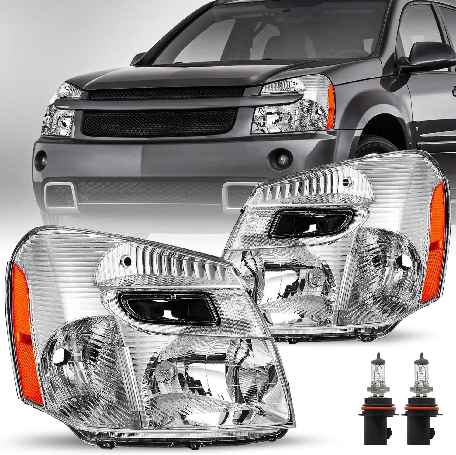 Halogen Headlight Assembly with Bulbs Fit for 05-09 Chevy Equinox