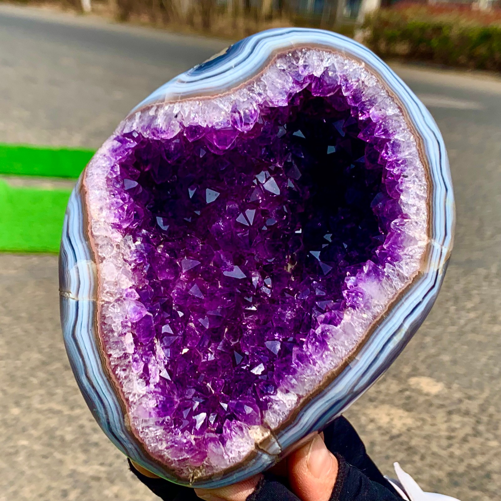 2.76LB Natural agate Amethyst geode quartz cluster crystal specimen Healing