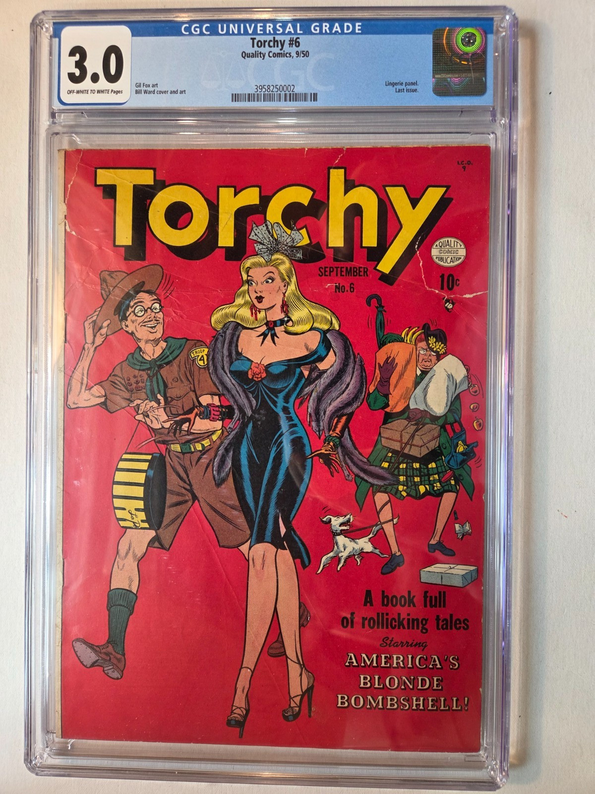 TORCHY # 6 QUALITY 1950 CGC 3.0 CLASSIC BILL WARD COVER LINGERRIE PANEL