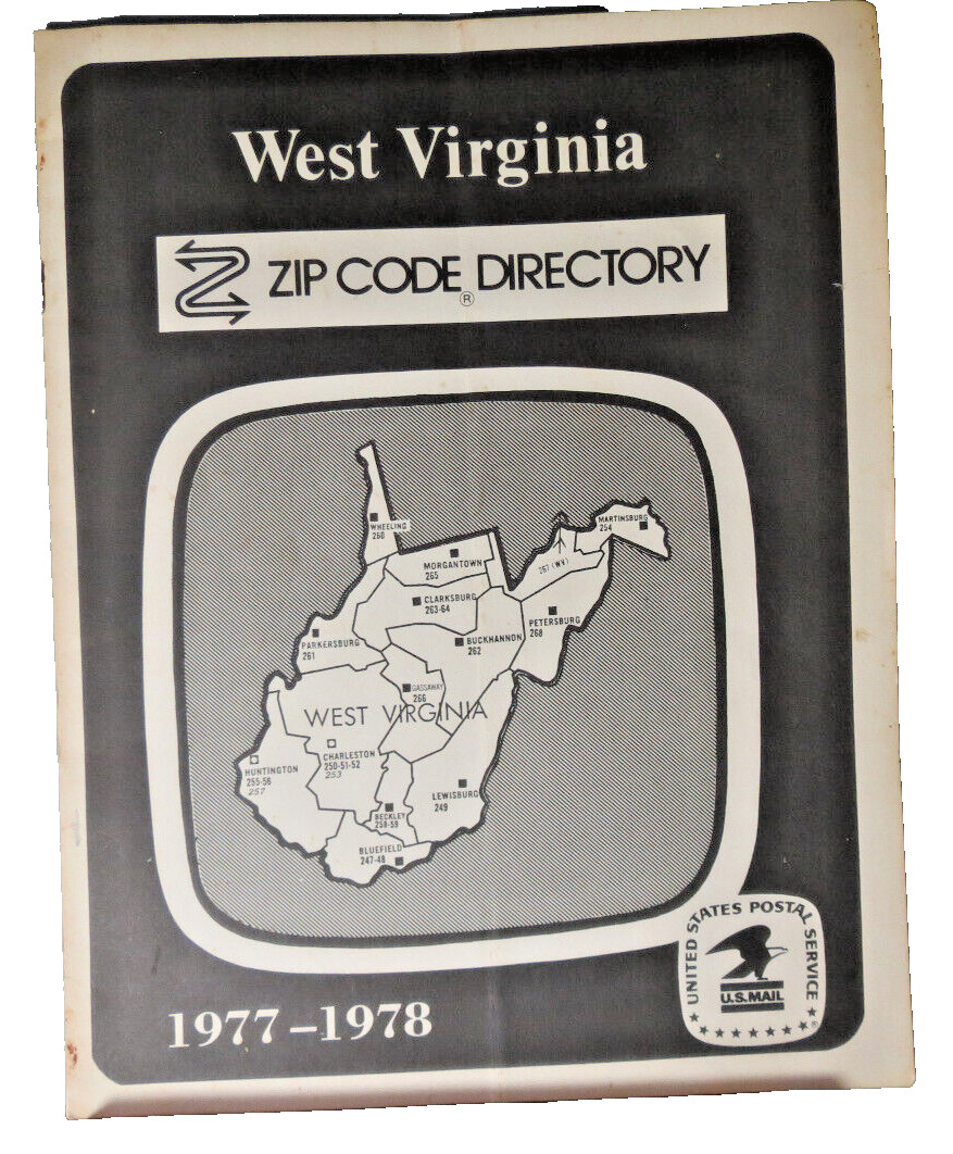 VTG USPS 1977-1978 West Virginia Zip Code Directory w/ Error VTG USPS 1977-1978 West Virginia Zip Code Directory w/ Error