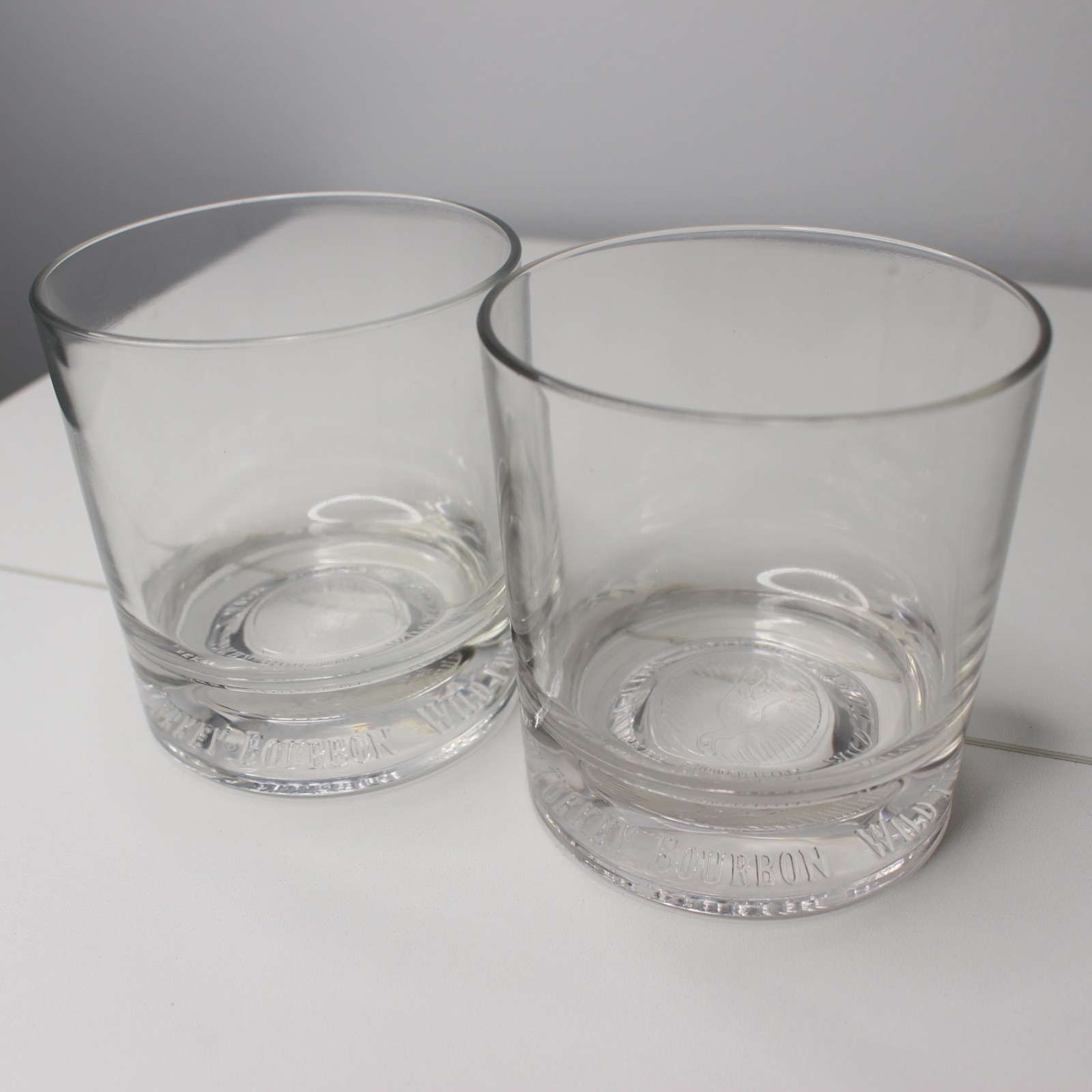 Set Of 2- WILD TURKEY Bourbon Whiskey Large & Heavy Rocks Glass w/ Embossed Logo