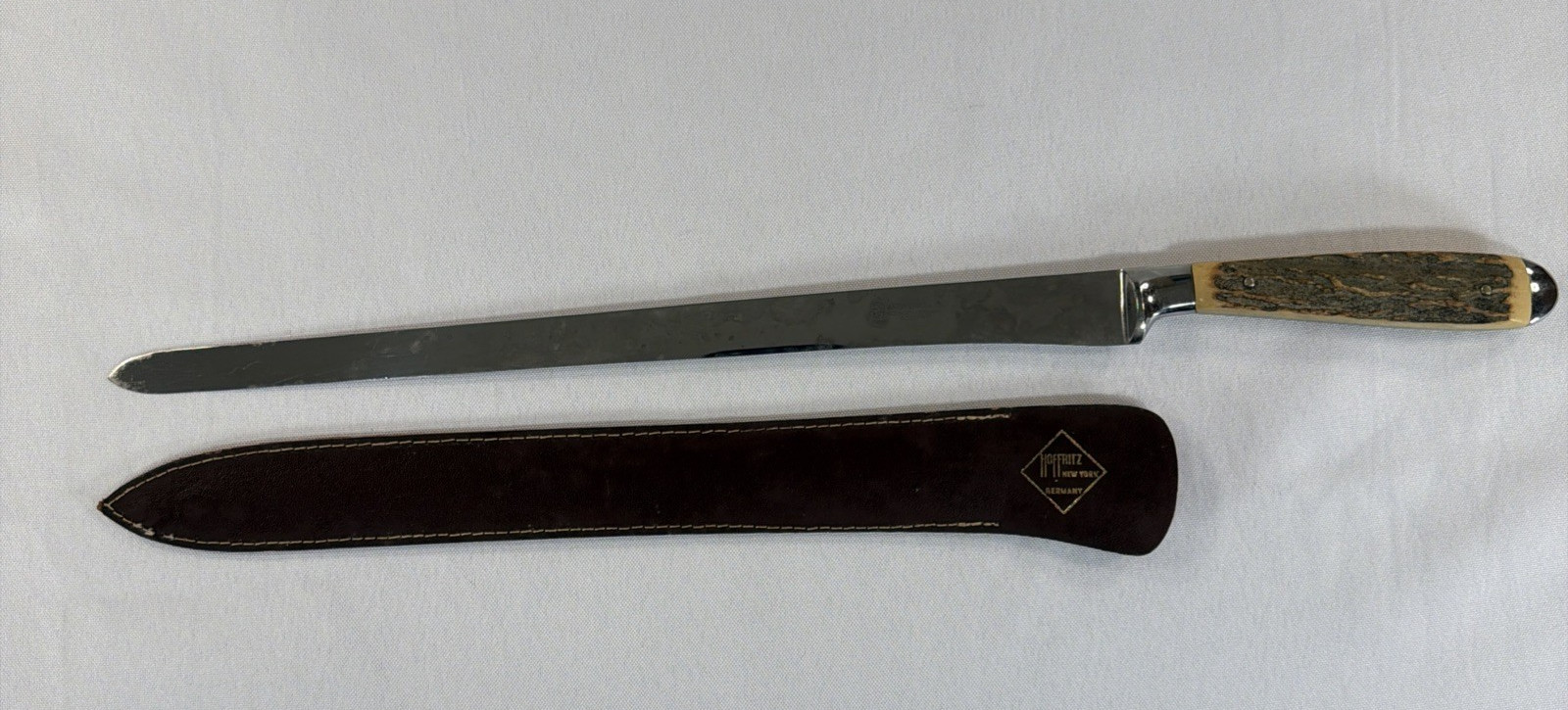 Vintage Anton Wingen Jr Othello Solingen Germany 12” Stag Carving Knife Sheath