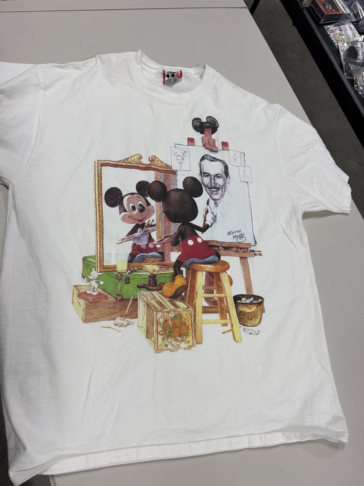 Vintage Disney Designs Mickey Painting Walt Disney Portrait T-Shirt USA OSFA