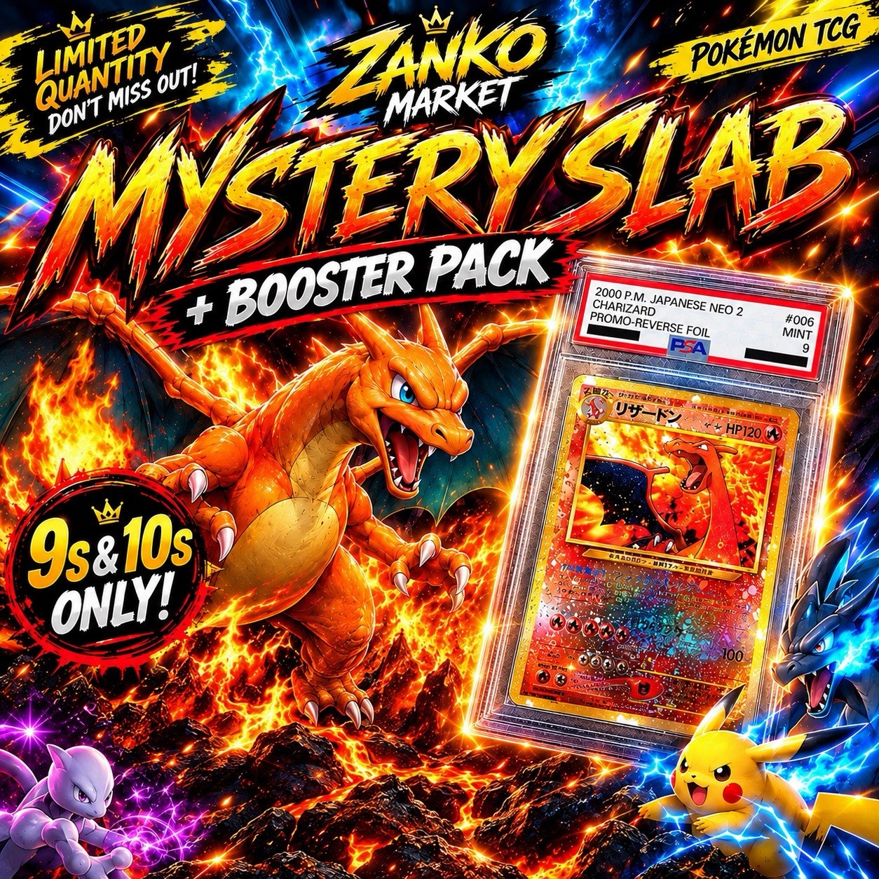 🔥 Pokemon Mystery Slab Card + Booster Pack - PSA 9 Read Description 🔥