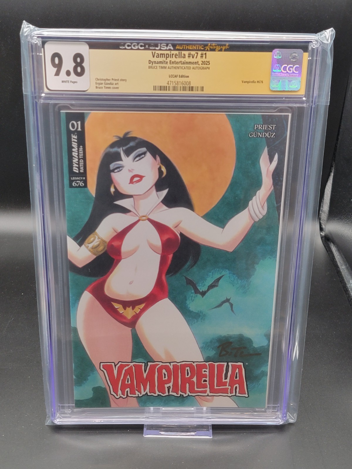 Vampirella v7 #1  CGCxJSA 9.8 • Dynamite • Bruce Timm Authenticated Autograph