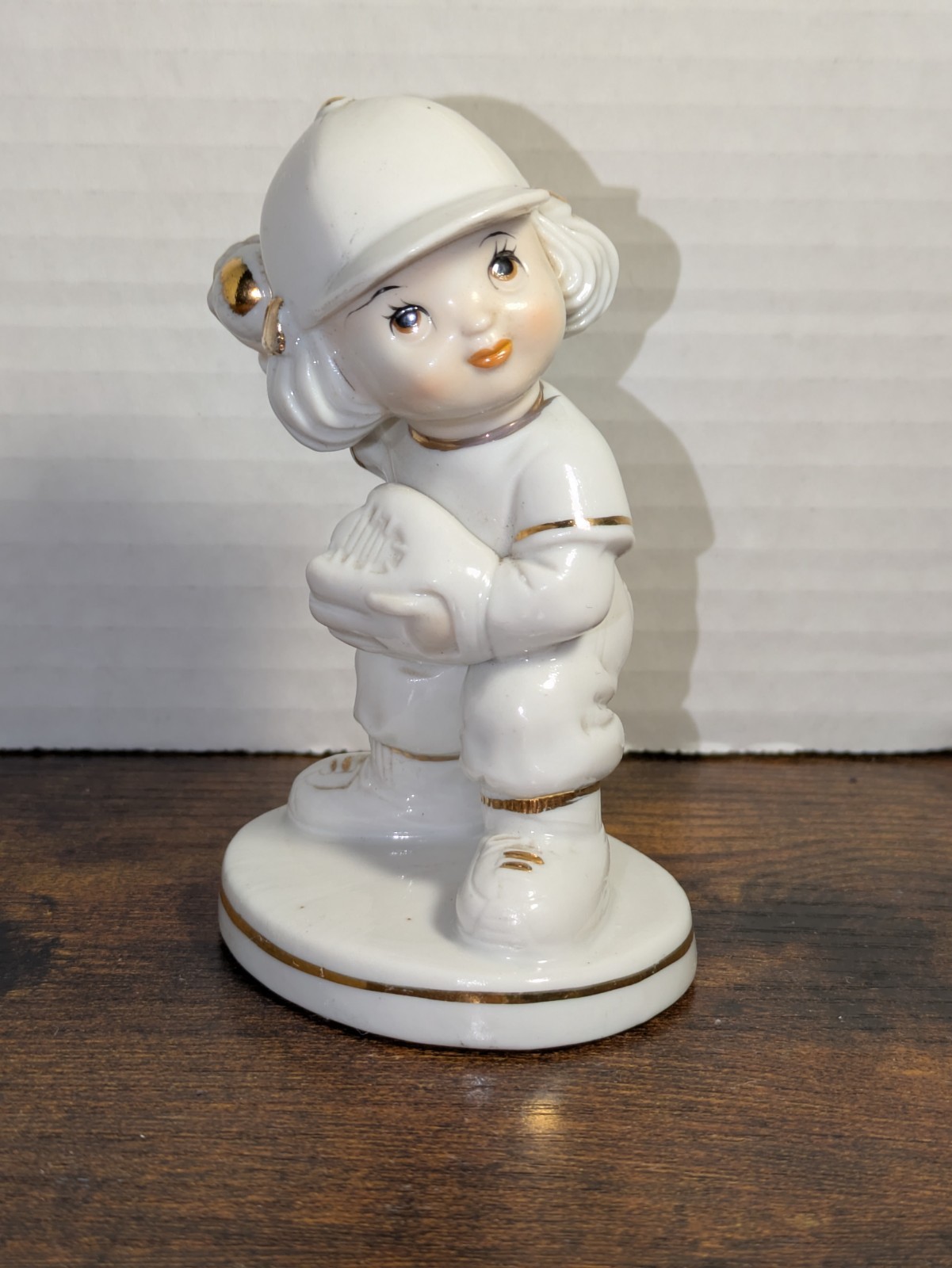 Vintage I Rice Porcelain Baseball Girl Figurine White Gold Trim Irving W Rice Vintage I Rice Porcelain Baseball Girl Figurine White Gold Trim Irving W Rice