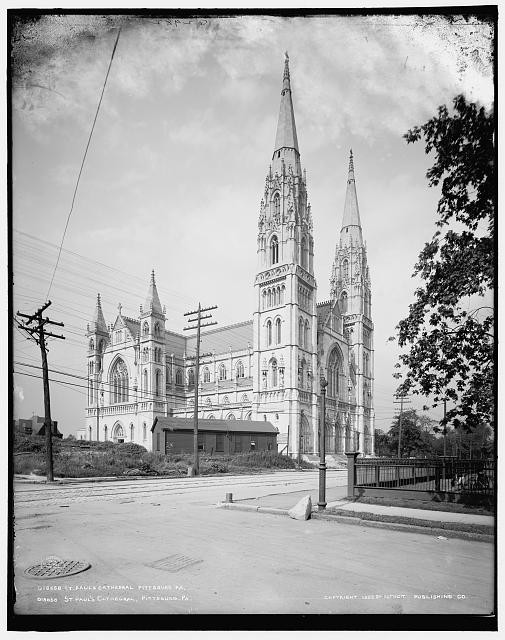 Photo:Pittsburgh PA St Pauls Cathedral 1900s Gothic Revival Church