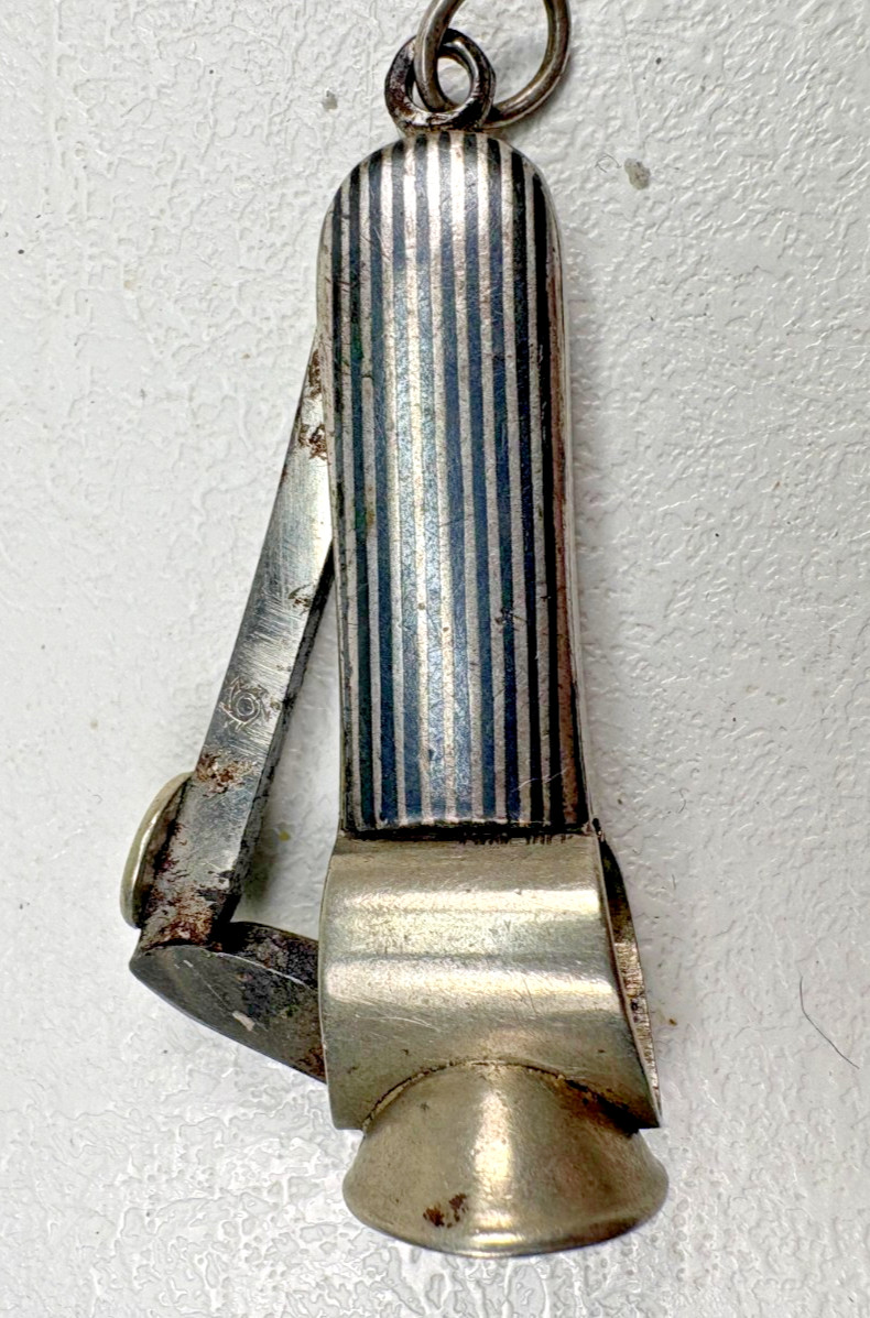 Antique 800 Silver Niello Cigar Cutter Pocket Watch Fob Chatelaine AS FOUND