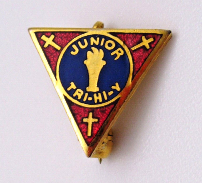 Vintage Junior Tri-Hi-Y Lapel Pin YMCA Christian Youth Small Bent Back