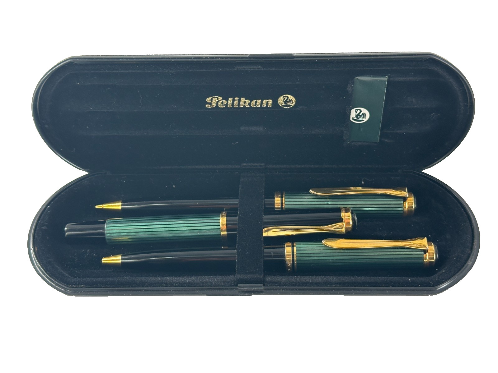 Vintage Pelikan Souveran Green/Black Pen Set of 3