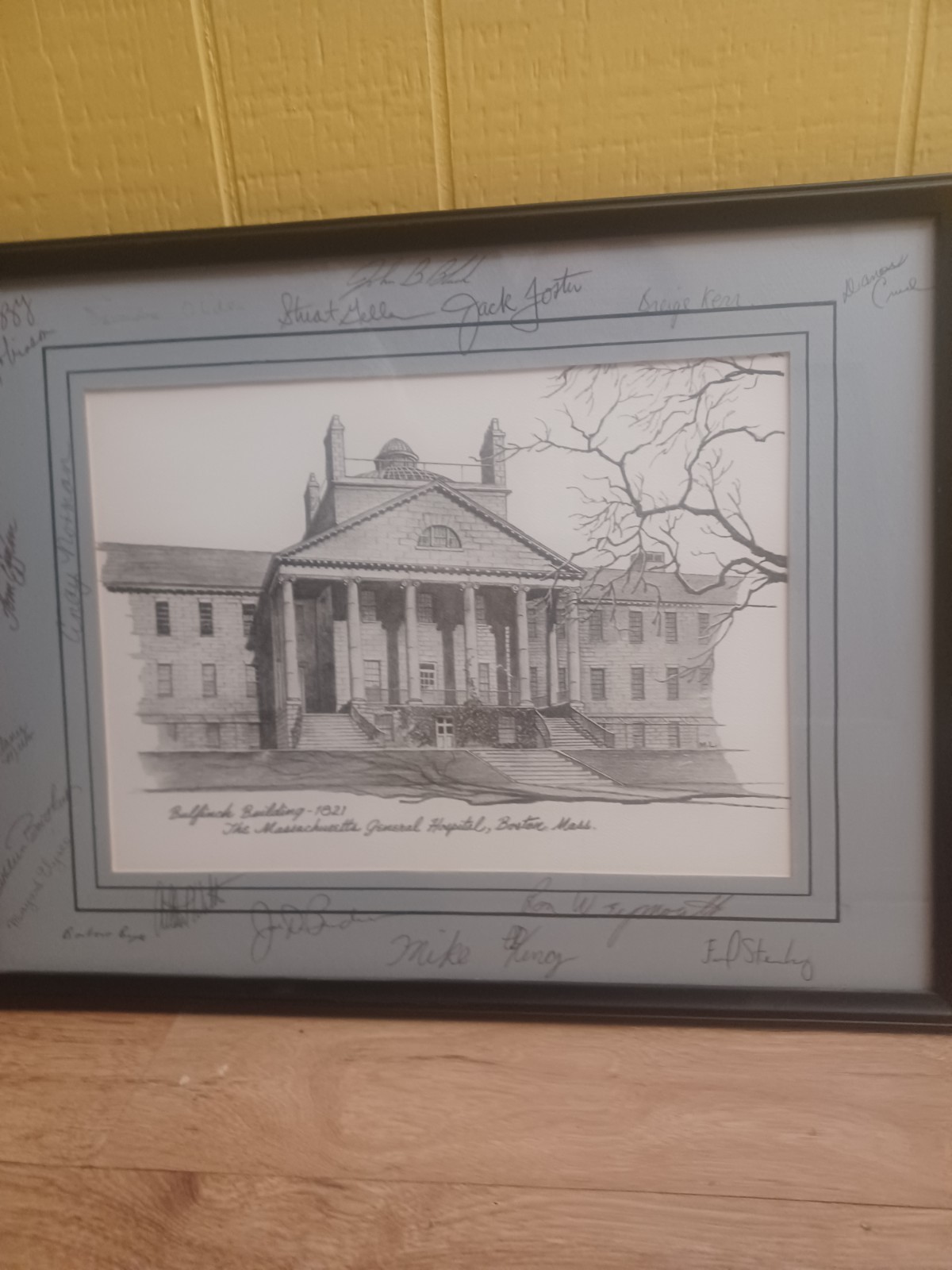 Vintage Framed COMMEMORATIVE Print -  1821 Bulfinch Bldg. MA General Hospital