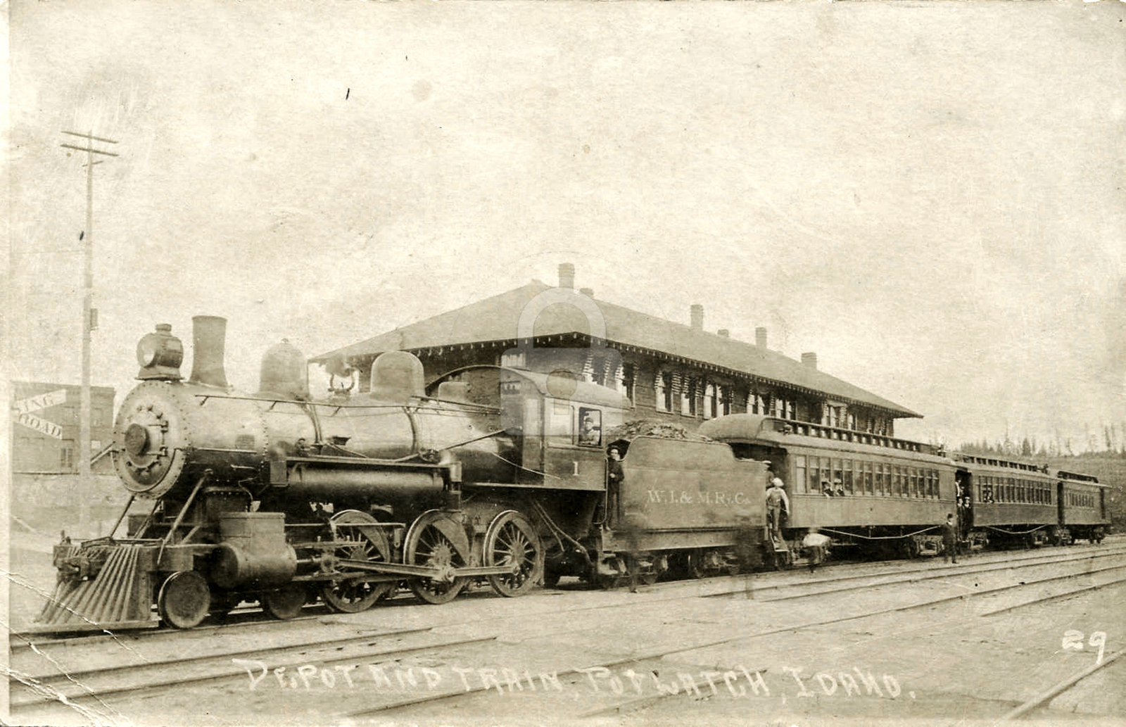 Washington Idaho  Montana Railway Depot 1907 Potlatch Idaho RPPC Postcard COPY