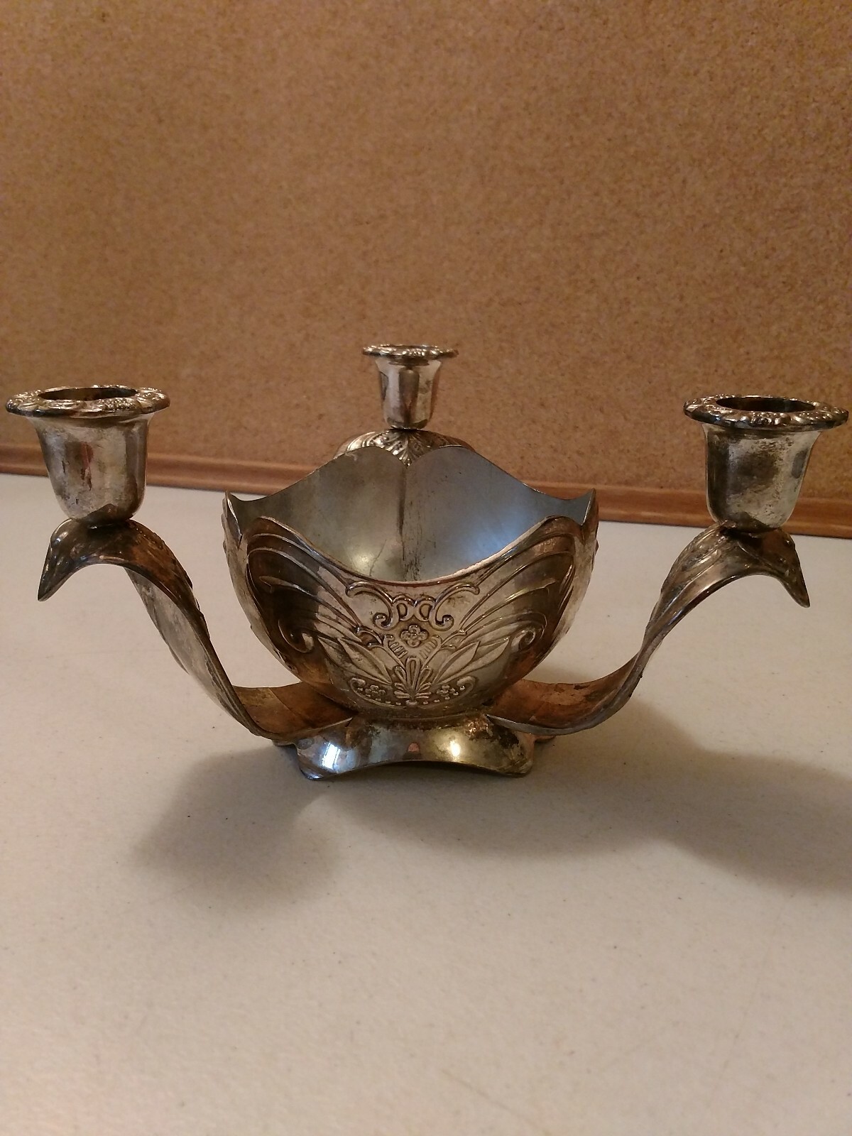Vintage Godinger Silver Plated Flower Frog Candleholder Centerpiece Vase Vintage Godinger Silver Plated Flower Frog Candleholder Centerpiece Vase