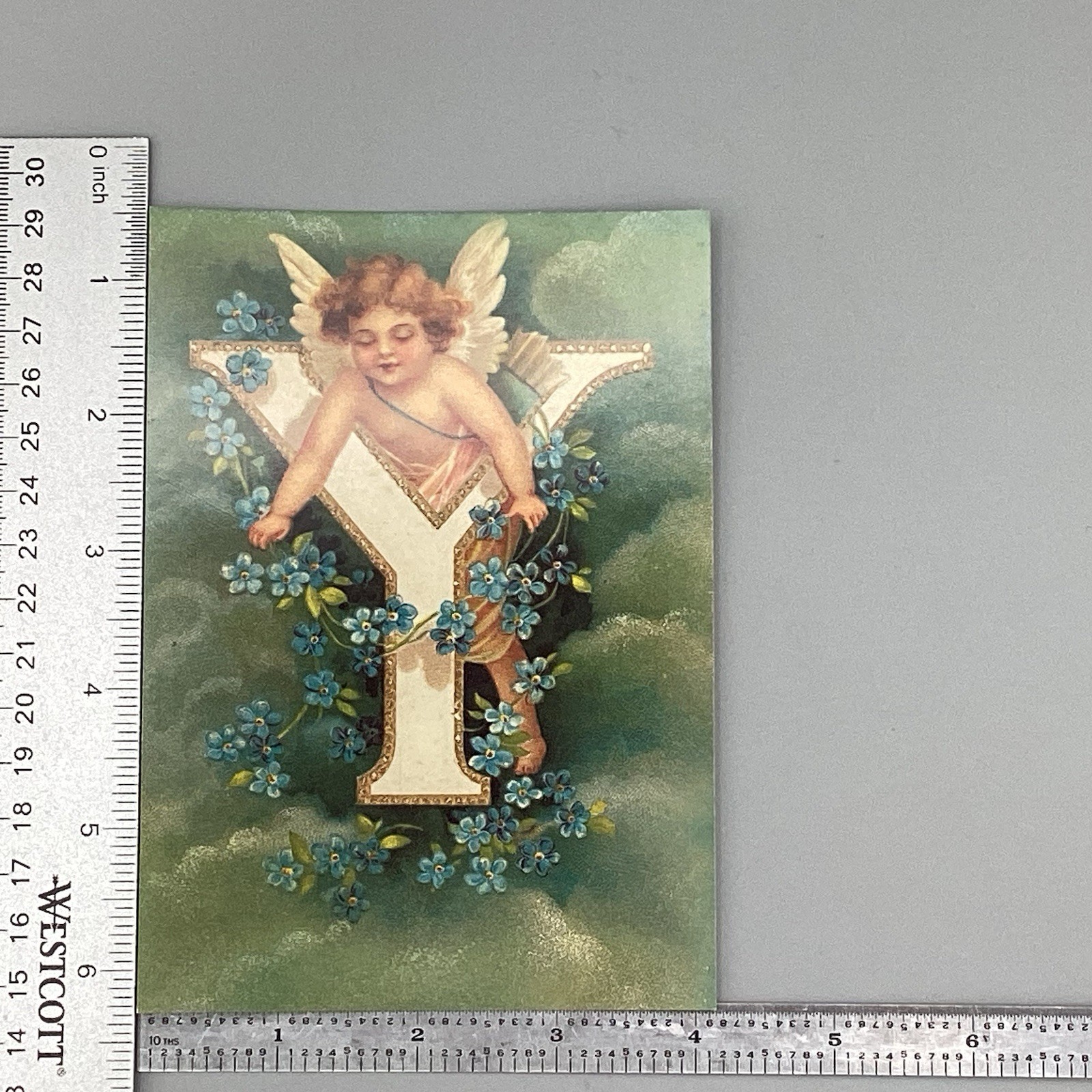 Clapsaddle Y Letter VTG Forget Me Not Alphabet Victorian Cherub Angel Postcard Clapsaddle Y Letter VTG Forget Me Not Alphabet Victorian Cherub Angel Postcard