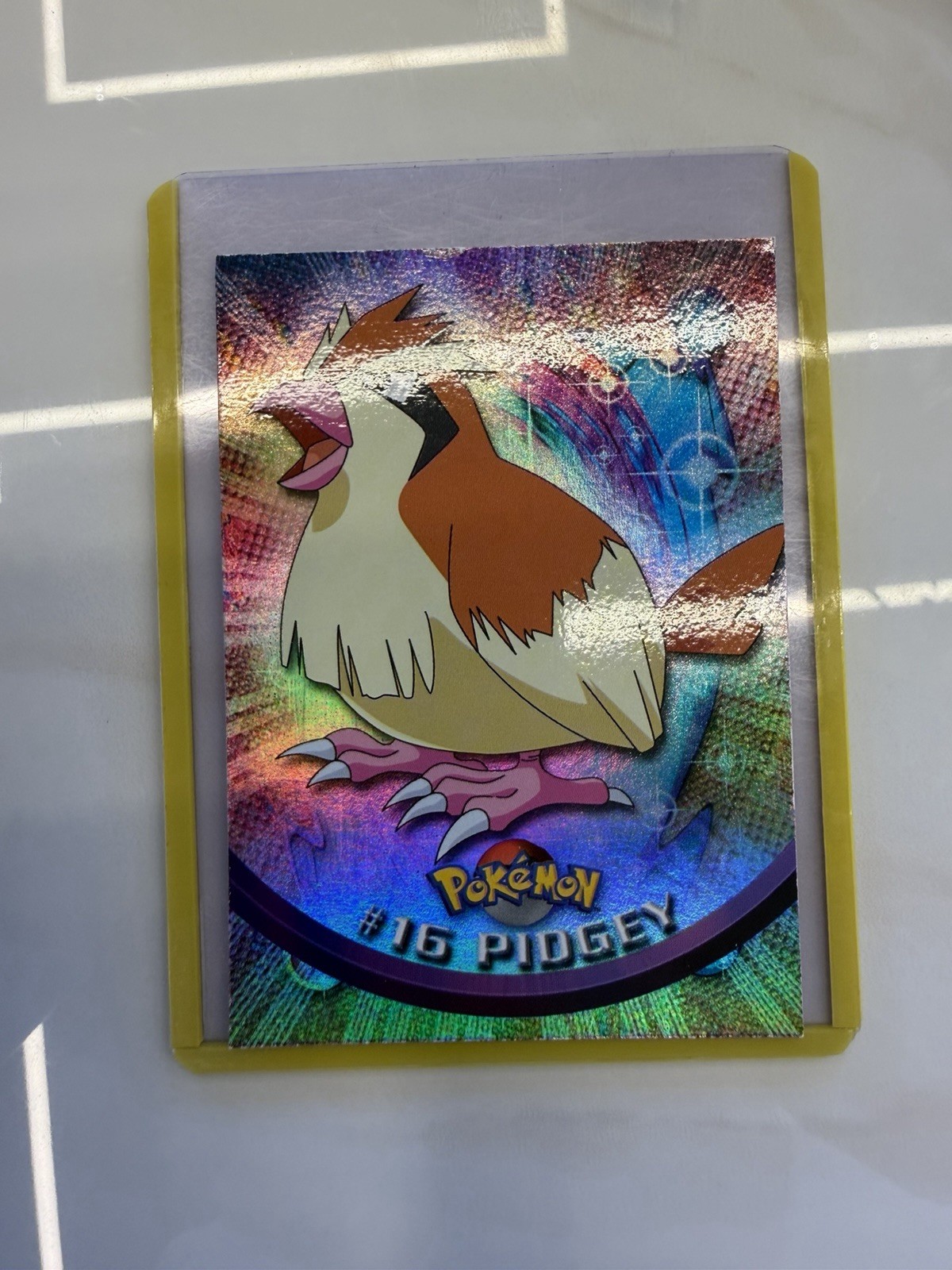 Pidgey Rainbow Foil Holo 1st Printing (Blue Topps Logo) #16 1999 Pokemon TV