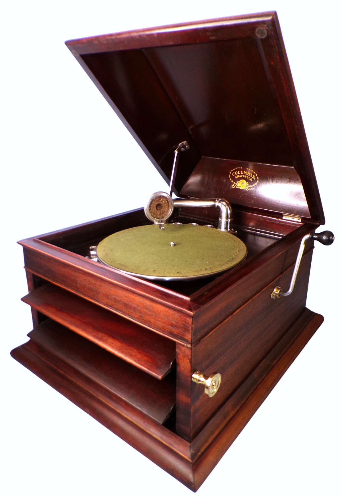1920 Vtg Columbia Grafonola D-2 Mahogany Finished Oak Case Hand Crank Phonograph 1920 Vtg Columbia Grafonola D-2 Mahogany Finished Oak Case Hand Crank Phonograph