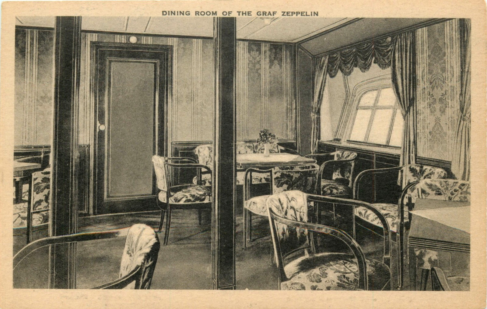 Dining Room ~GRAF ZEPPELIN LZ 127~ Scarce and Original AVIATION Postcard, c 1930