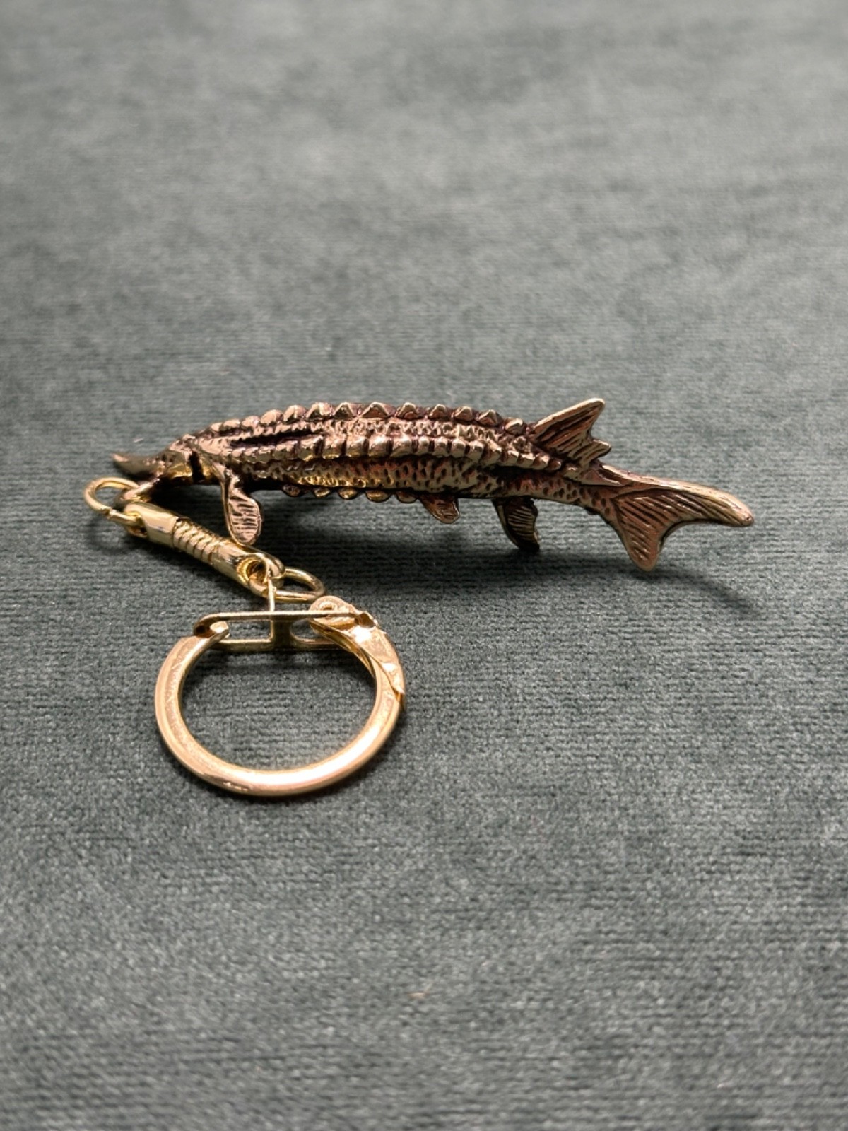 Beluga Chaviar Fish Figure Locket Keychain Cast Bronze